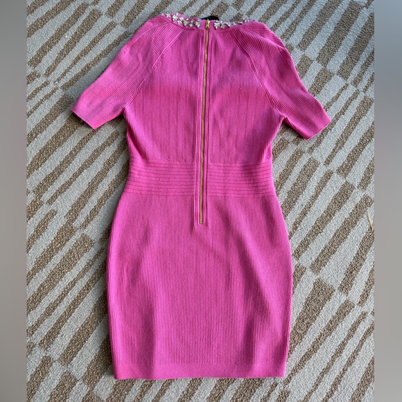 Balmain crystal-embellished ribbed stretch-knit mini dress in pink❤️🔥size 46 - Picture 14 of 16